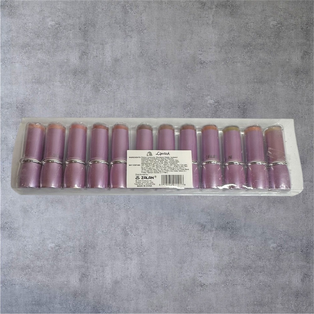 Zalan Lipstick Set 12pc Multicolor New Aloe Vera Vitamin E Pro Color 1.44oz - Picture 7 of 8